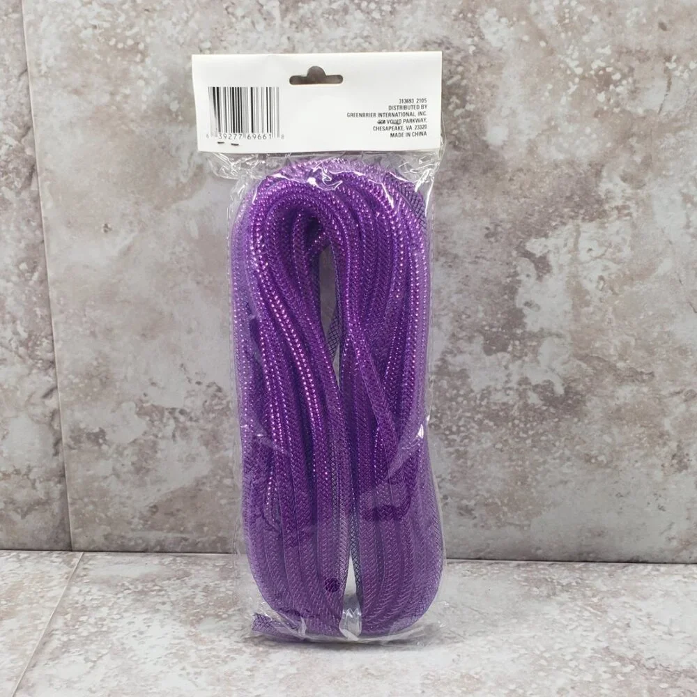 Arts Crafts Decorative Floral Garden Mesh Garland Plastic Purple Tubing 36 ft